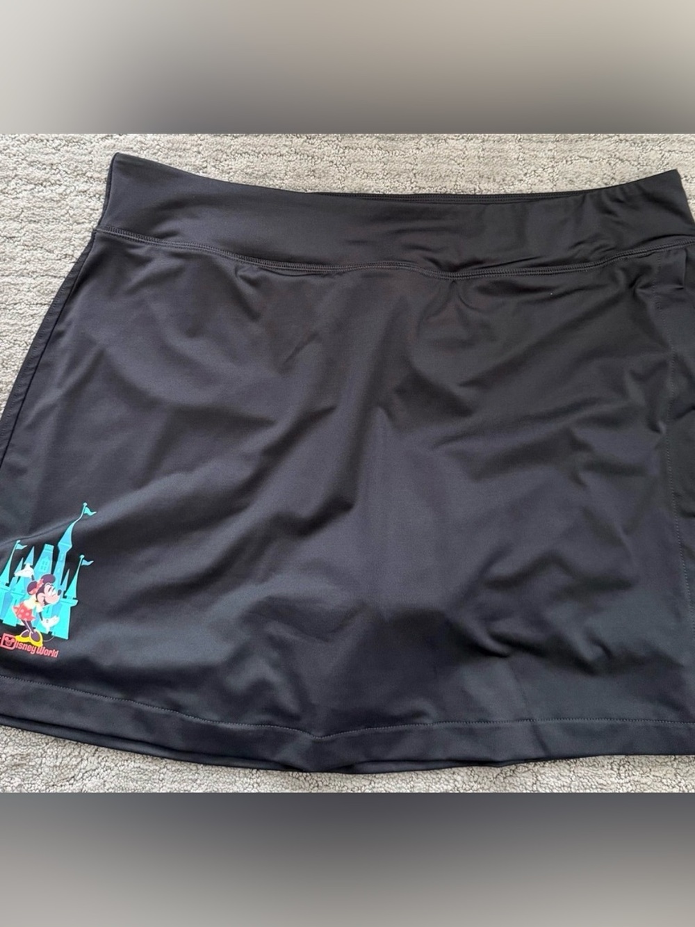 Disney Black Athletic Skort with Teal & Pink Castle Accent
